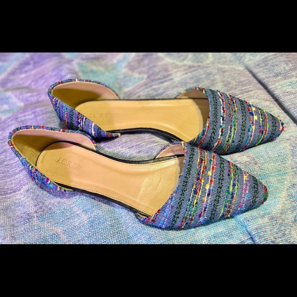 J. Crew | Colorful Tweed D’orsay Style Pointed Flats - Picture 3 of 5